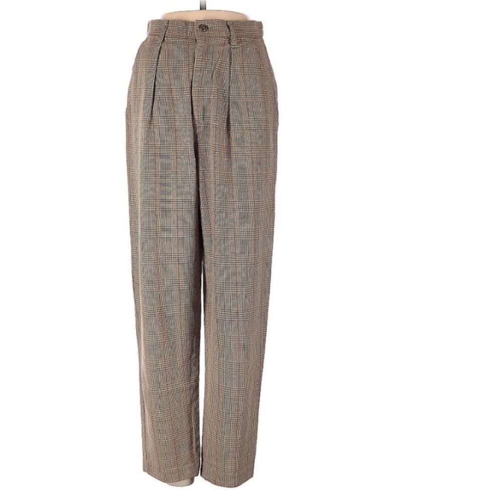 Calvin Klein Plaid Trousers - Brown and Gray-VINTAGE
